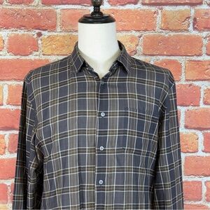 John Varvatos Men's Plaid Button-Up Shirt Size XL Lightweight & Thin Breathable